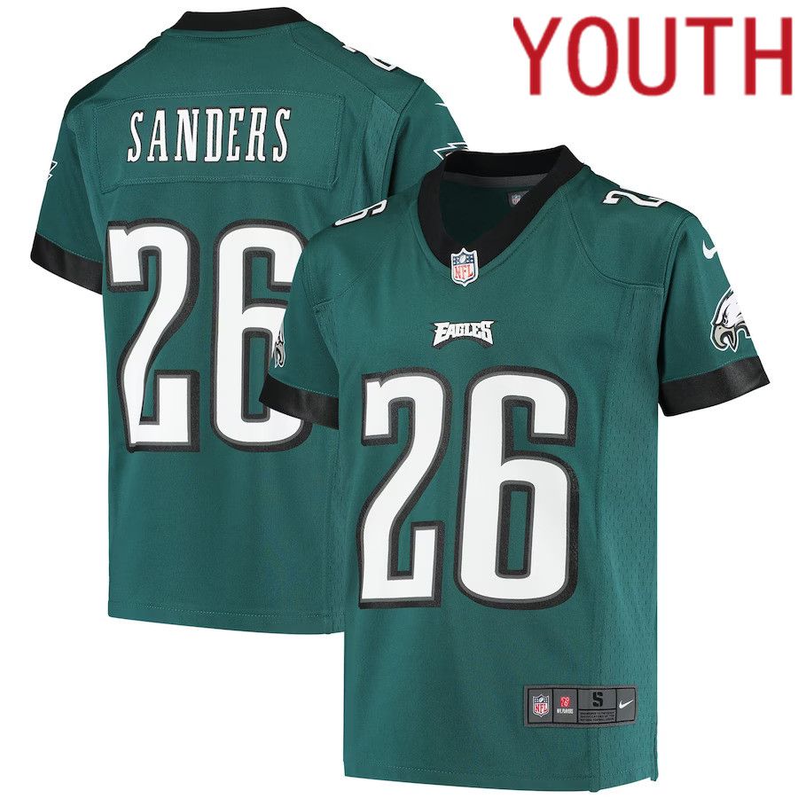 Youth Philadelphia Eagles #26 Miles Sanders Nike Midnight Green Game NFL Jersey